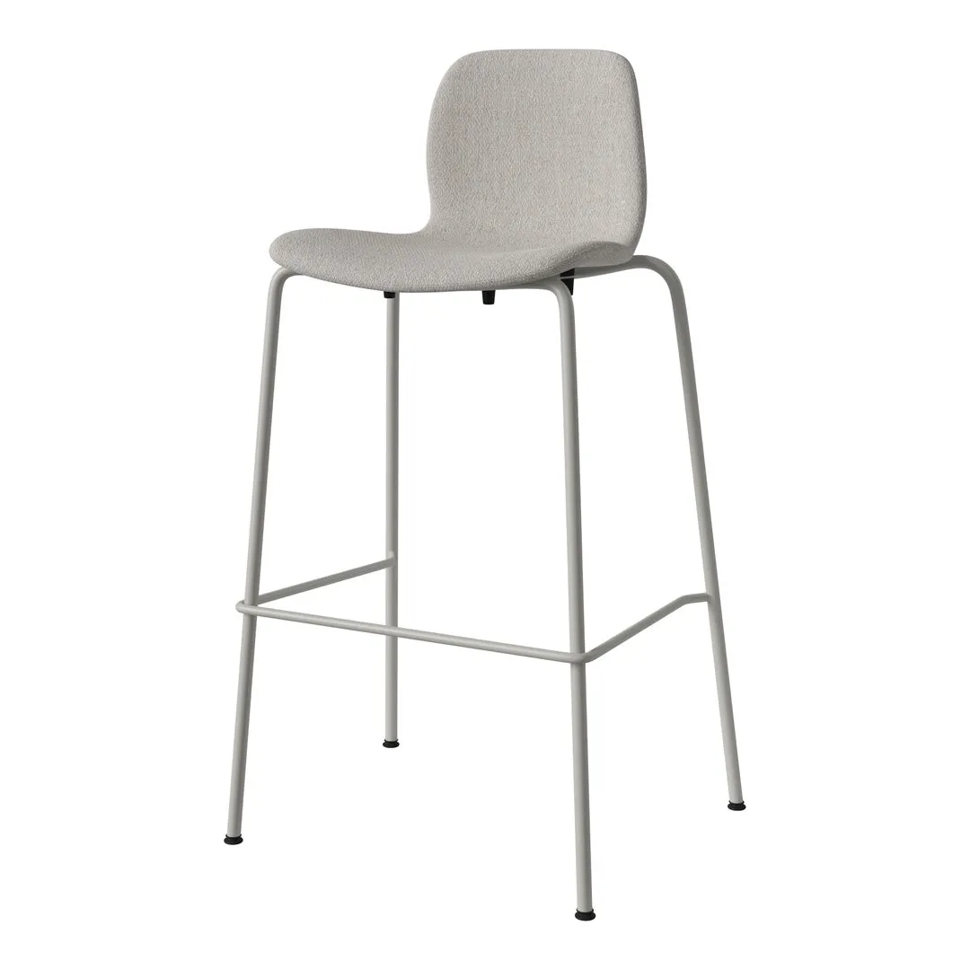 Seed Bar Chair - Upholstered - Steel Base, Grey Lacquered