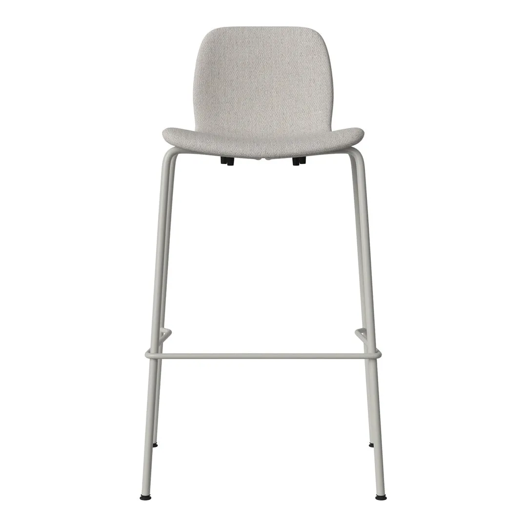 Seed Bar Chair - Upholstered - Steel Base, Grey Lacquered