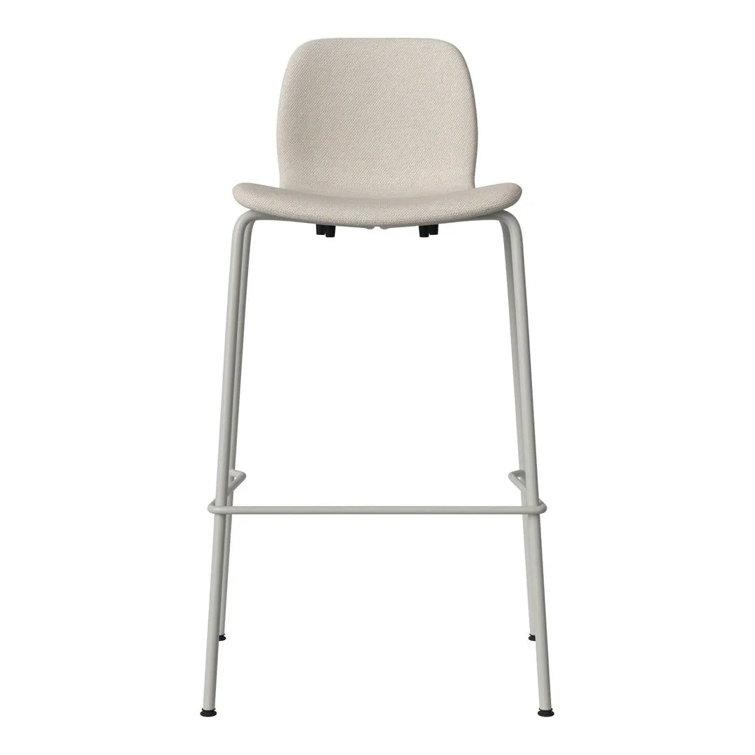 Seed Bar Chair - Upholstered - Steel Base, Grey Lacquered