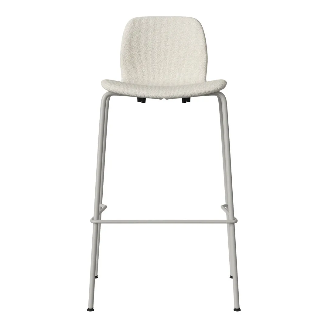 Seed Bar Chair - Upholstered - Steel Base, Grey Lacquered