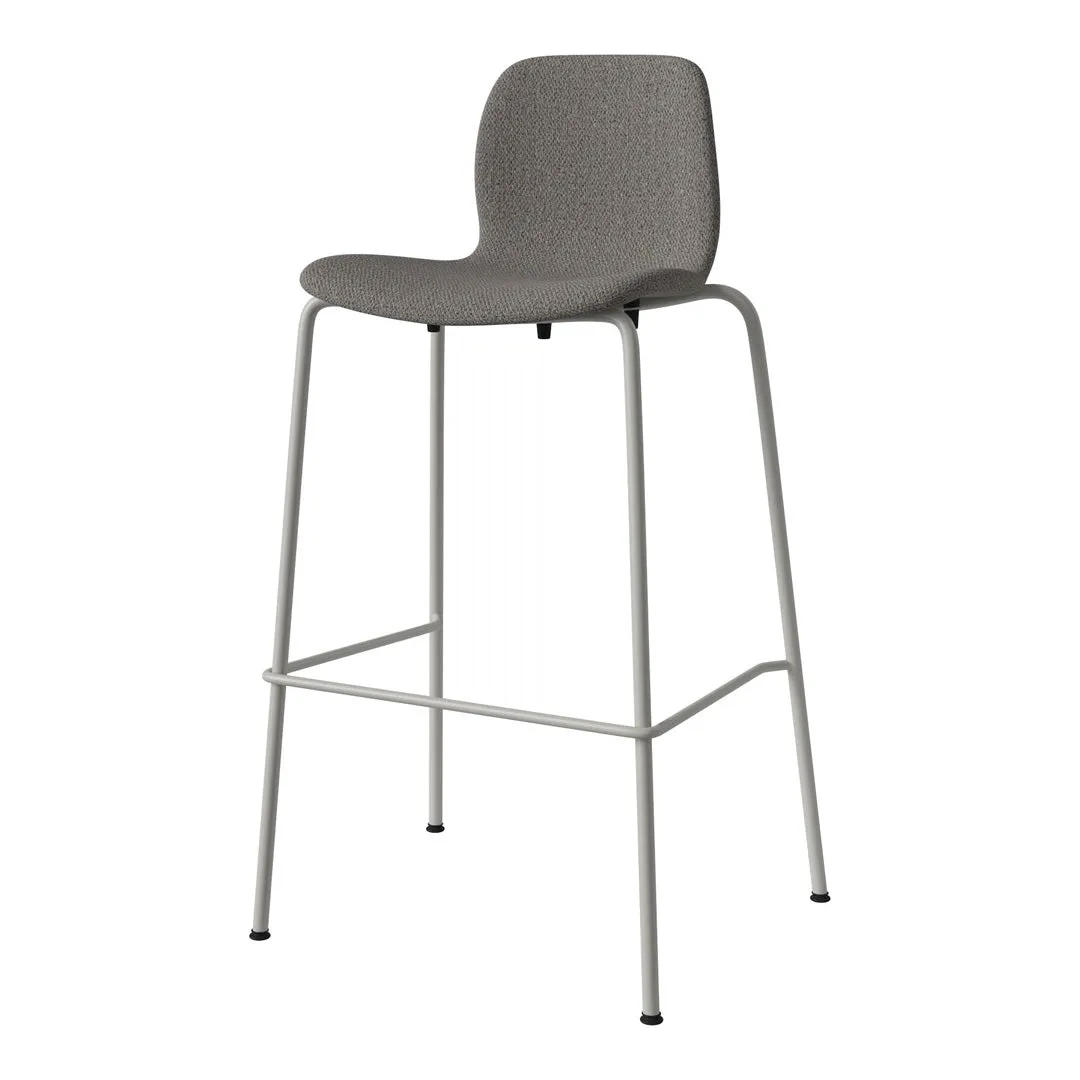 Seed Bar Chair - Upholstered - Steel Base, Grey Lacquered