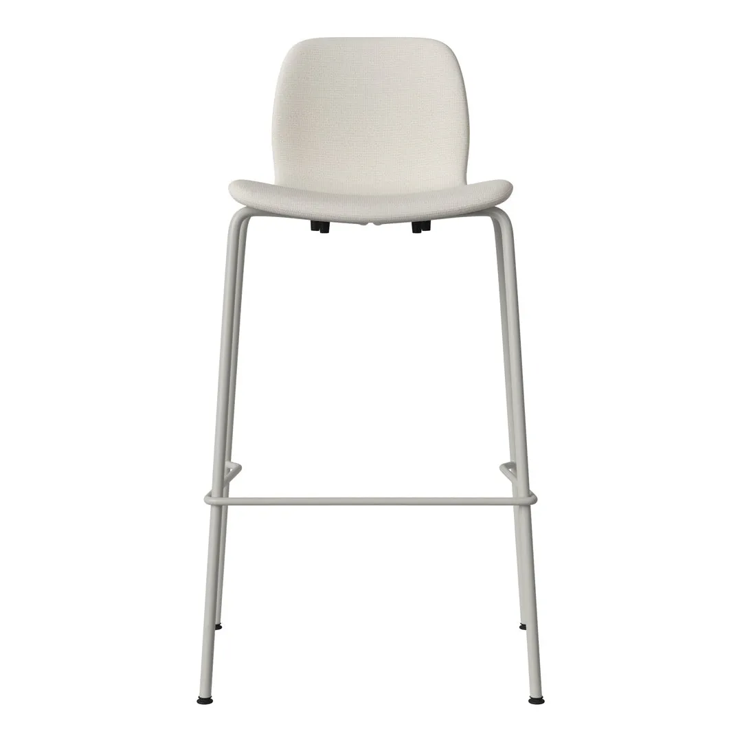 Seed Bar Chair - Upholstered - Steel Base, Grey Lacquered