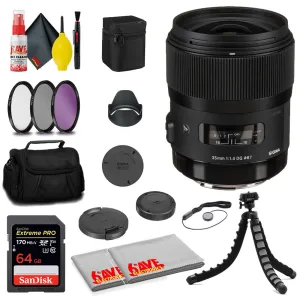 Sigma 35mm f/1.4 DG HSM Art Lens for Canon EF   64GB Card   MORE