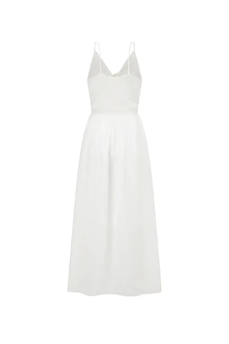 Tencel White Slip Maxi Dress with Front Twist