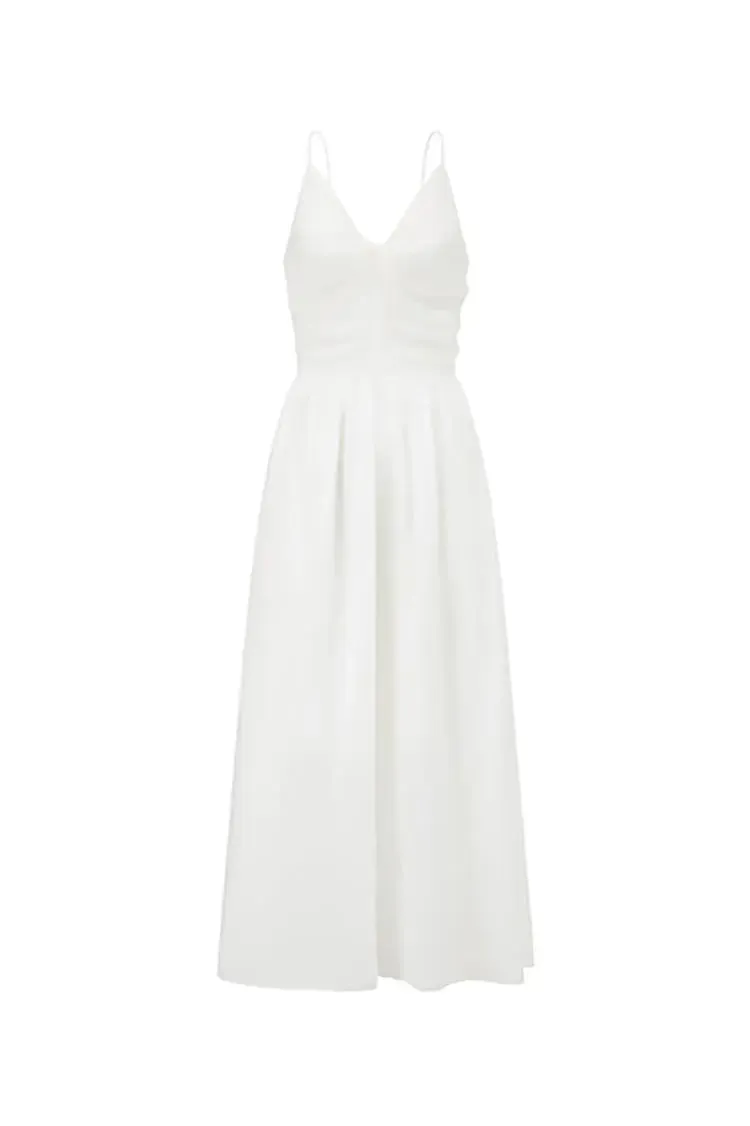 Tencel White Slip Maxi Dress with Front Twist