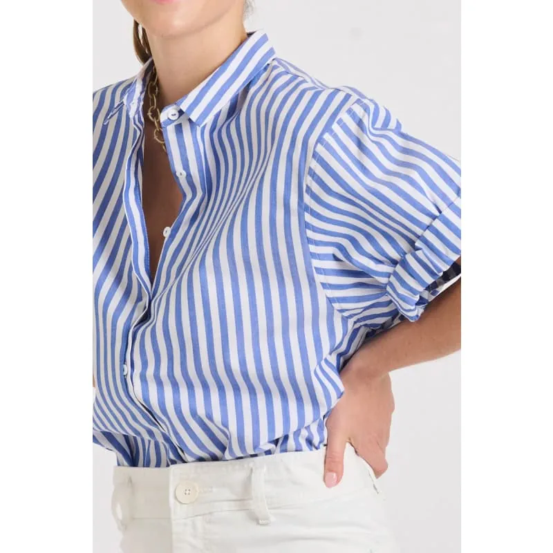 The Annie Shirt | Mid Blue Stripe