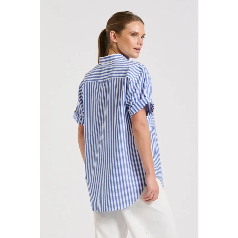 The Annie Shirt | Mid Blue Stripe