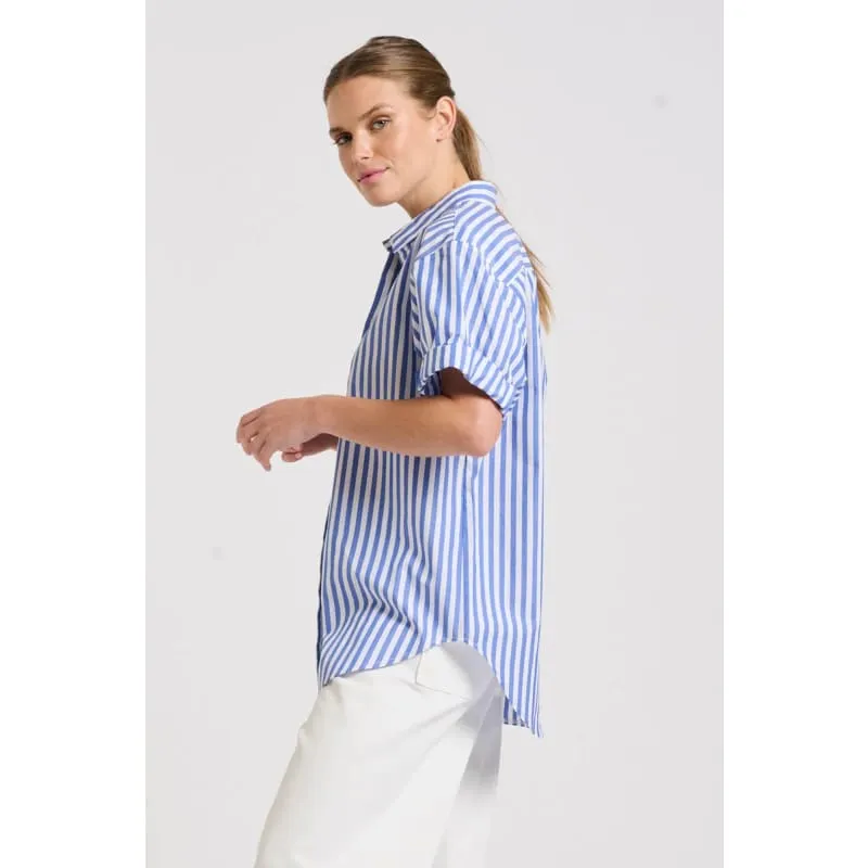 The Annie Shirt | Mid Blue Stripe