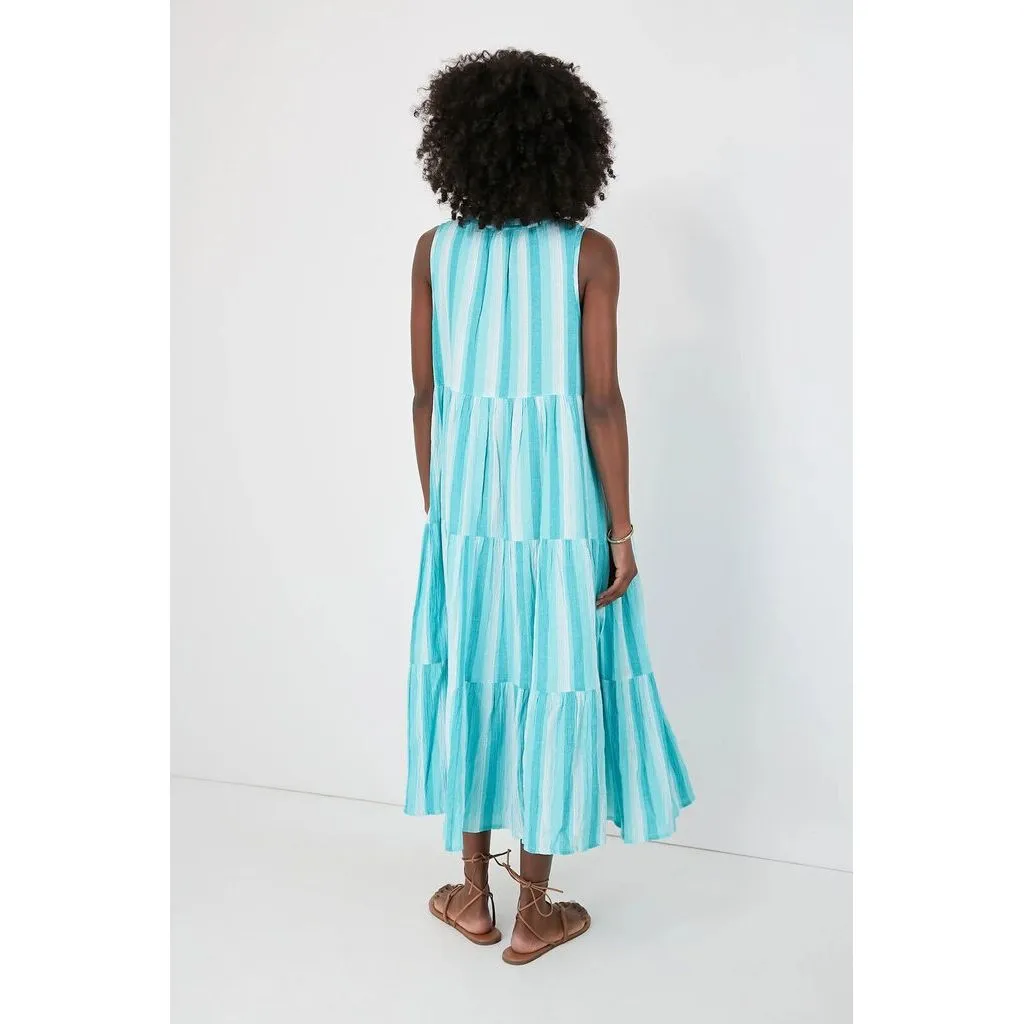 Tuckernuck NWT Aquamarine Stripe Salty Paloma Caftan - Size XS