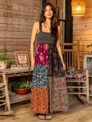 Valentina Maxi Dress - Rust Teal Mixed Floral