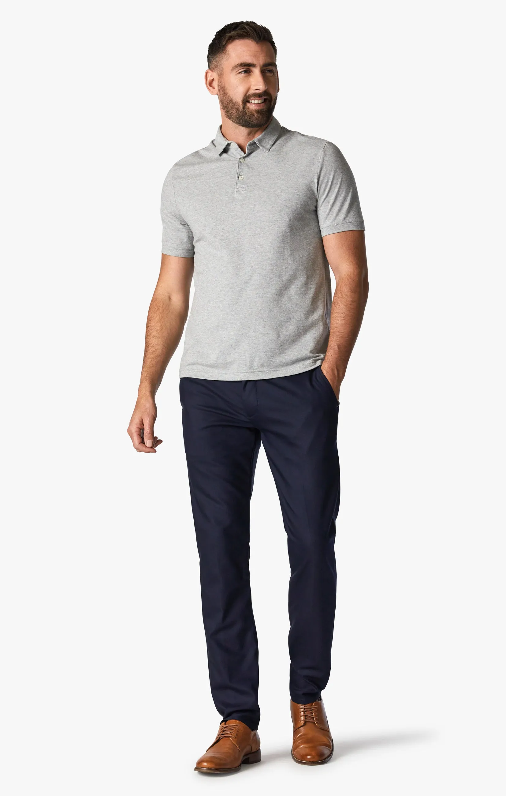 Verona Tailored Slim Leg Chino Pants In Navy High Flyer