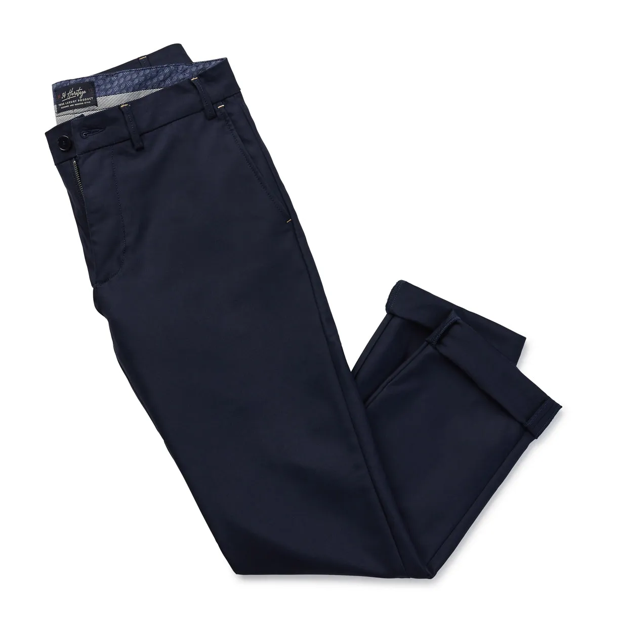 Verona Tailored Slim Leg Chino Pants In Navy High Flyer