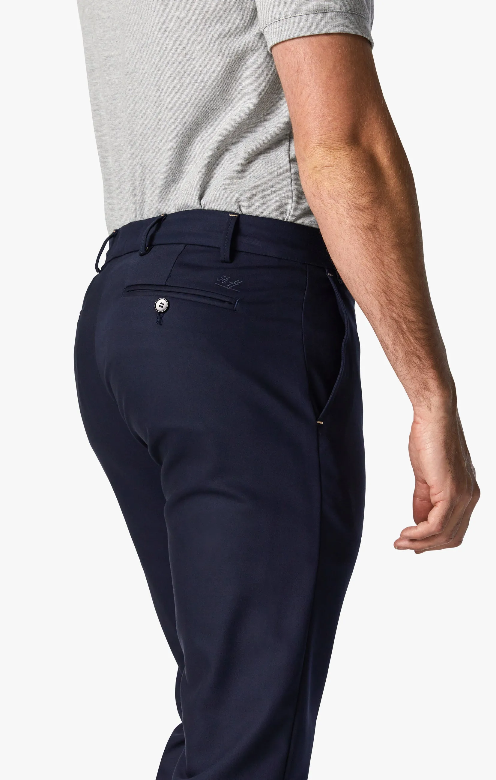 Verona Tailored Slim Leg Chino Pants In Navy High Flyer