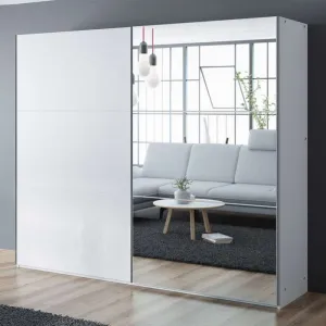 VIGO 250cm Sliding Door Wardrobe White Mirror