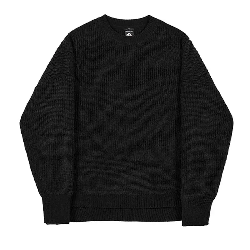 WIAOFELLAS  -  Winter Autumn Menswear Fashion Chic Solid Color Knitting Pullovers Men's New Loose Round Neck Thickened Sweater Tide