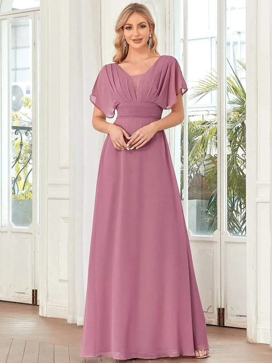 Women's A-Line Empire Waist Chiffon Evening Party Maxi Dress