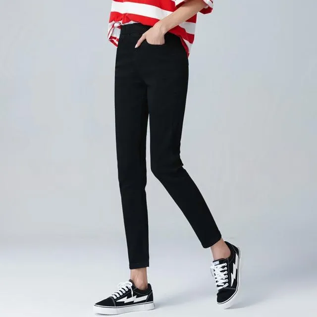 Women's Elastic High Waist Skinny Jeans Skinny Stretch Denim Pants