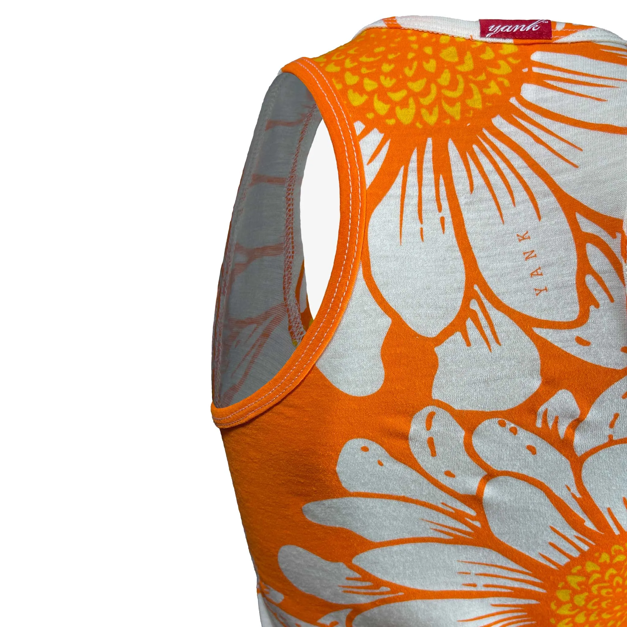 Women's Flower Power Merino Tank Top | Orange Zest