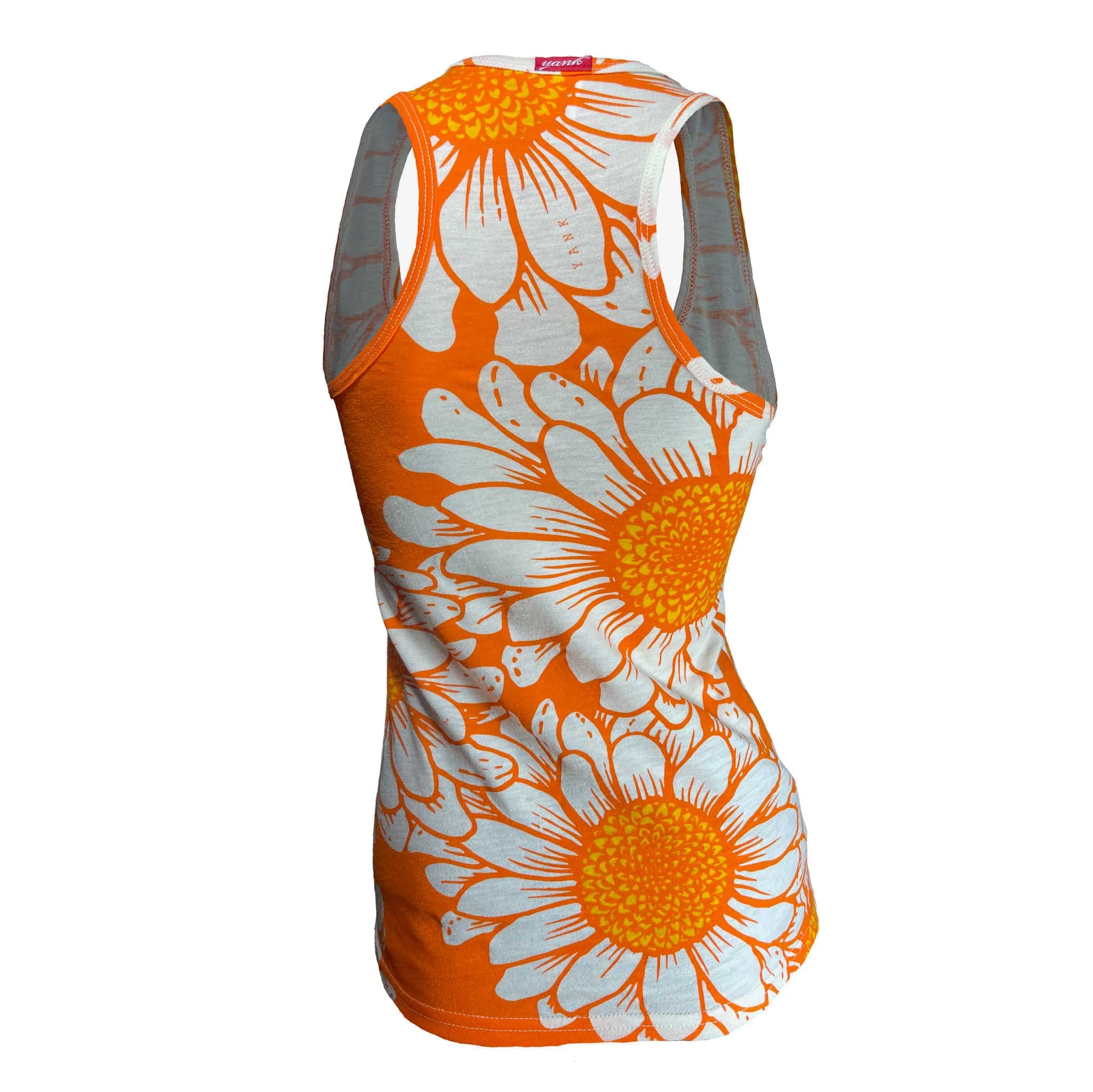 Women's Flower Power Merino Tank Top | Orange Zest