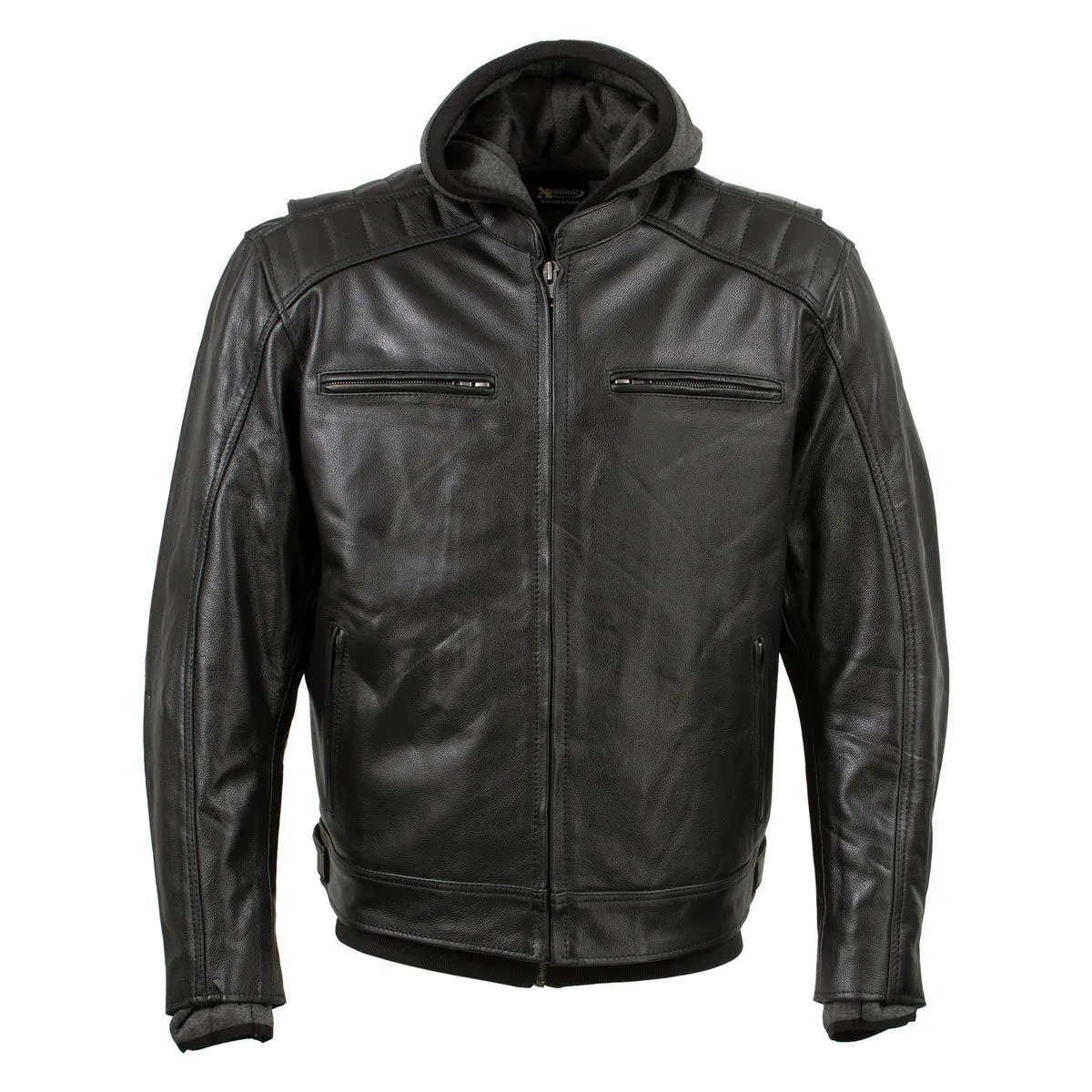 Xelement BXU573 Men's Black 'Alibi' Armored Leather Motorcycle Jacket