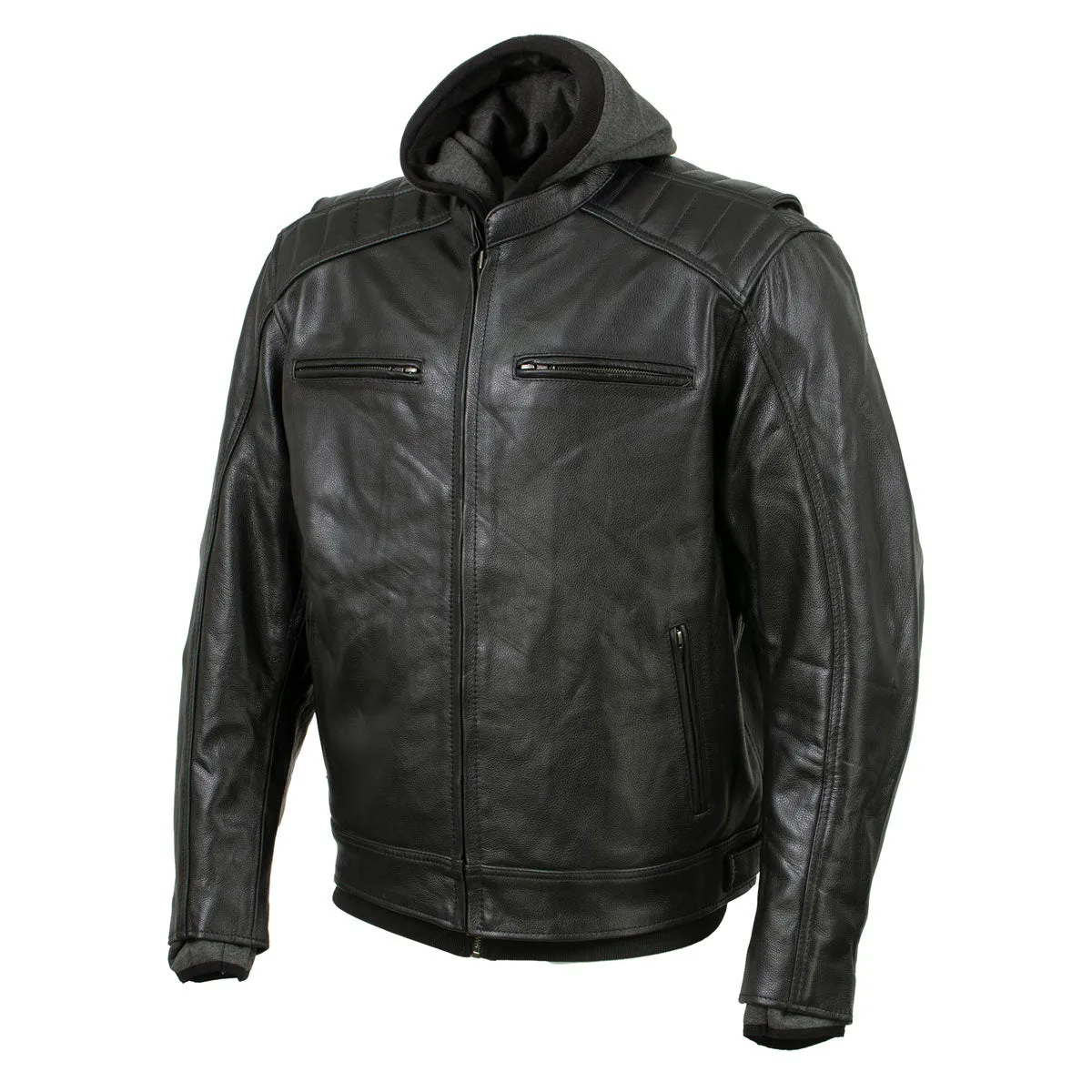 Xelement BXU573 Men's Black 'Alibi' Armored Leather Motorcycle Jacket