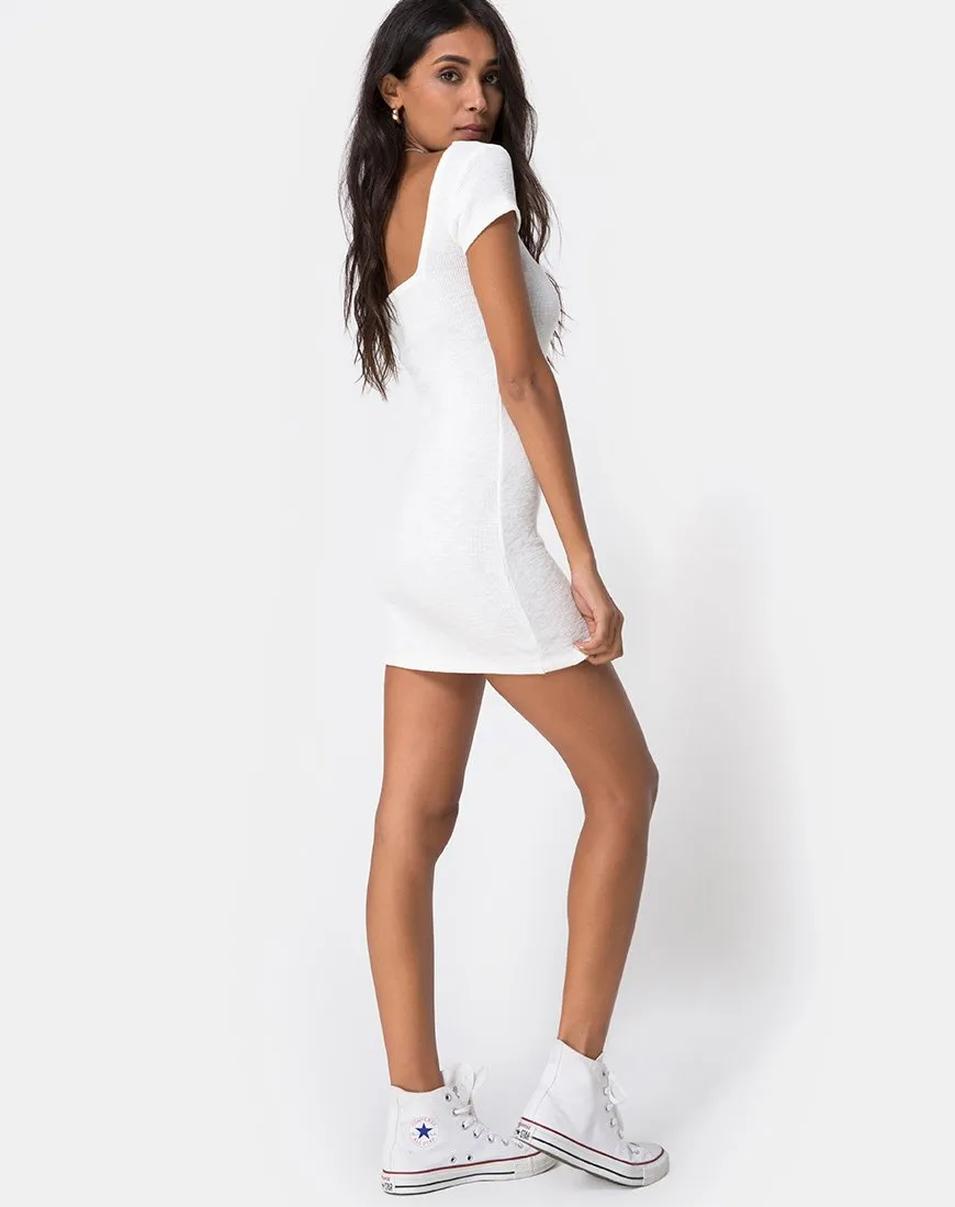 Zilena Bodycon Dress in Rib Ivory